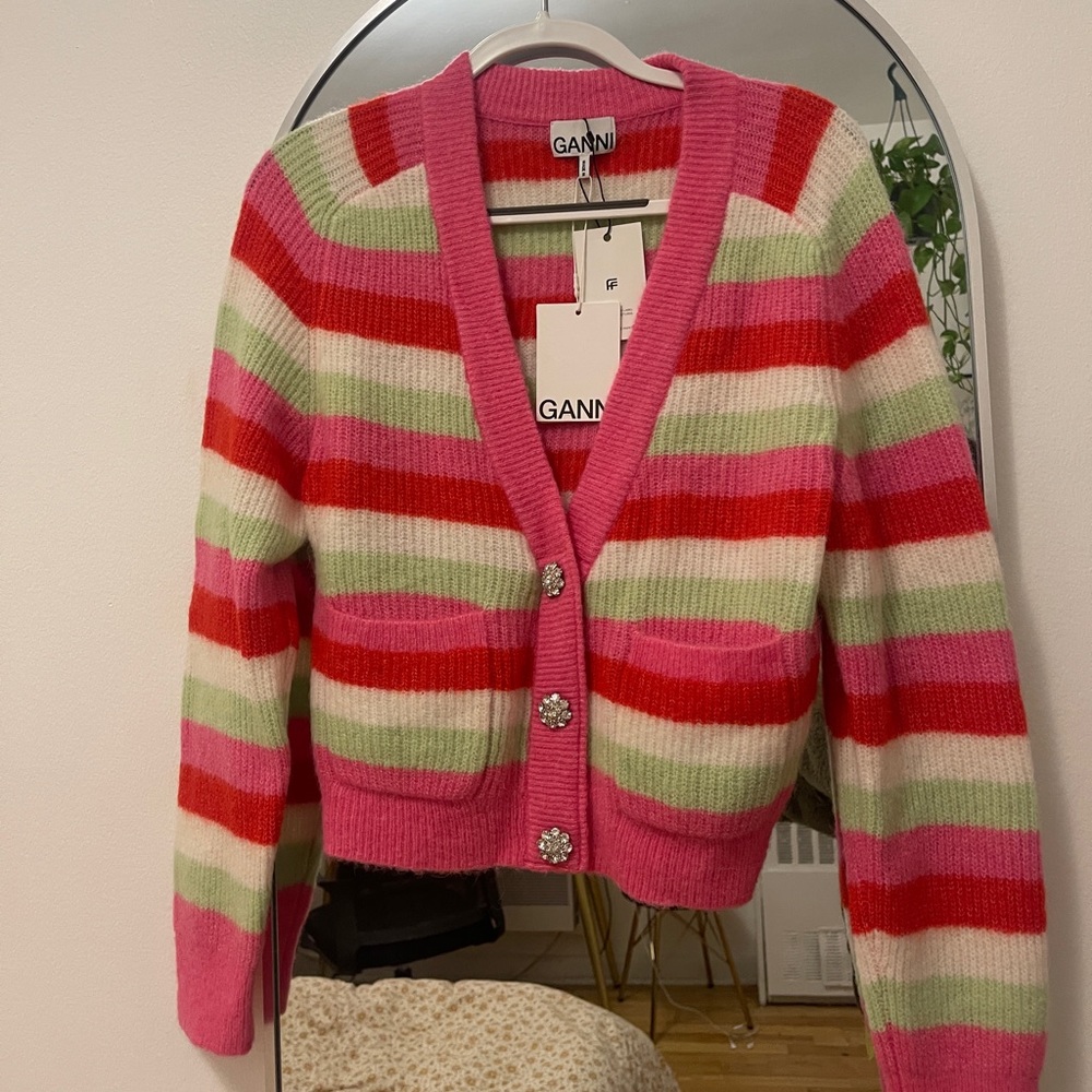 Ganni Striped Cardigan